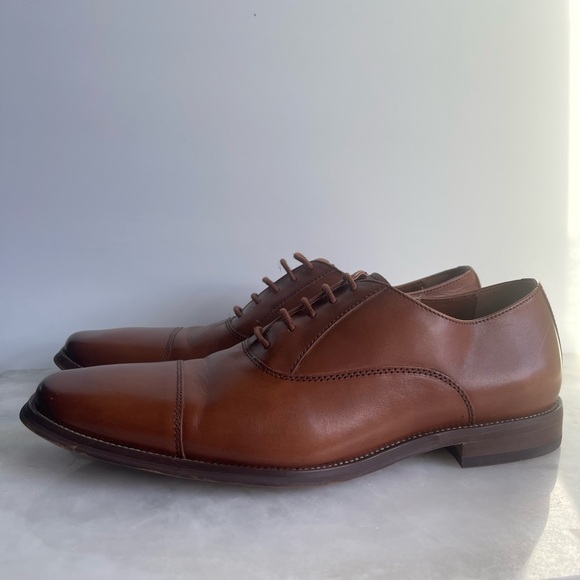 NORDSTROM MENS Emmett Plain Toe Leather Derby Shoes in Brown Ochre - Picture 10 of 11